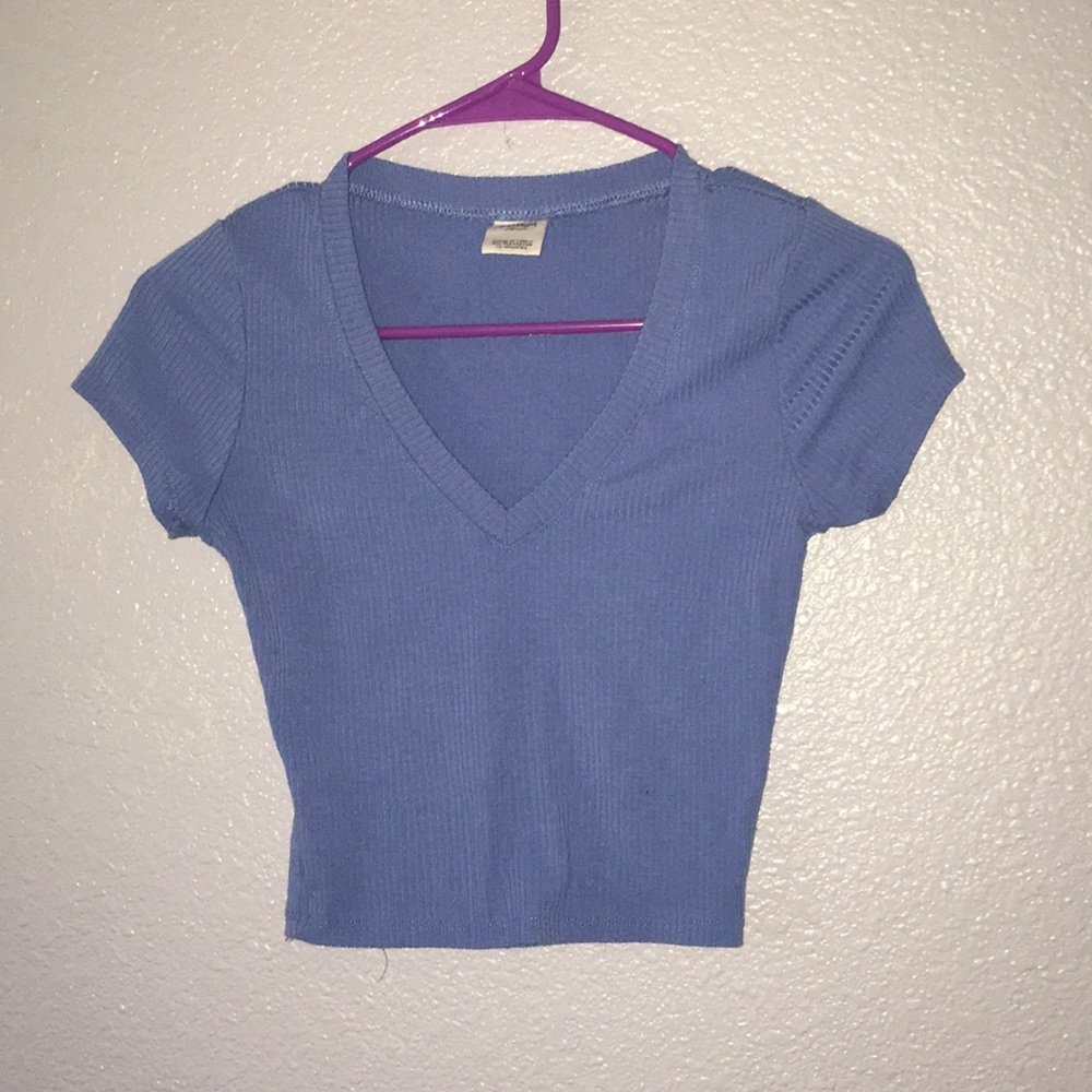 Blue v crop top
